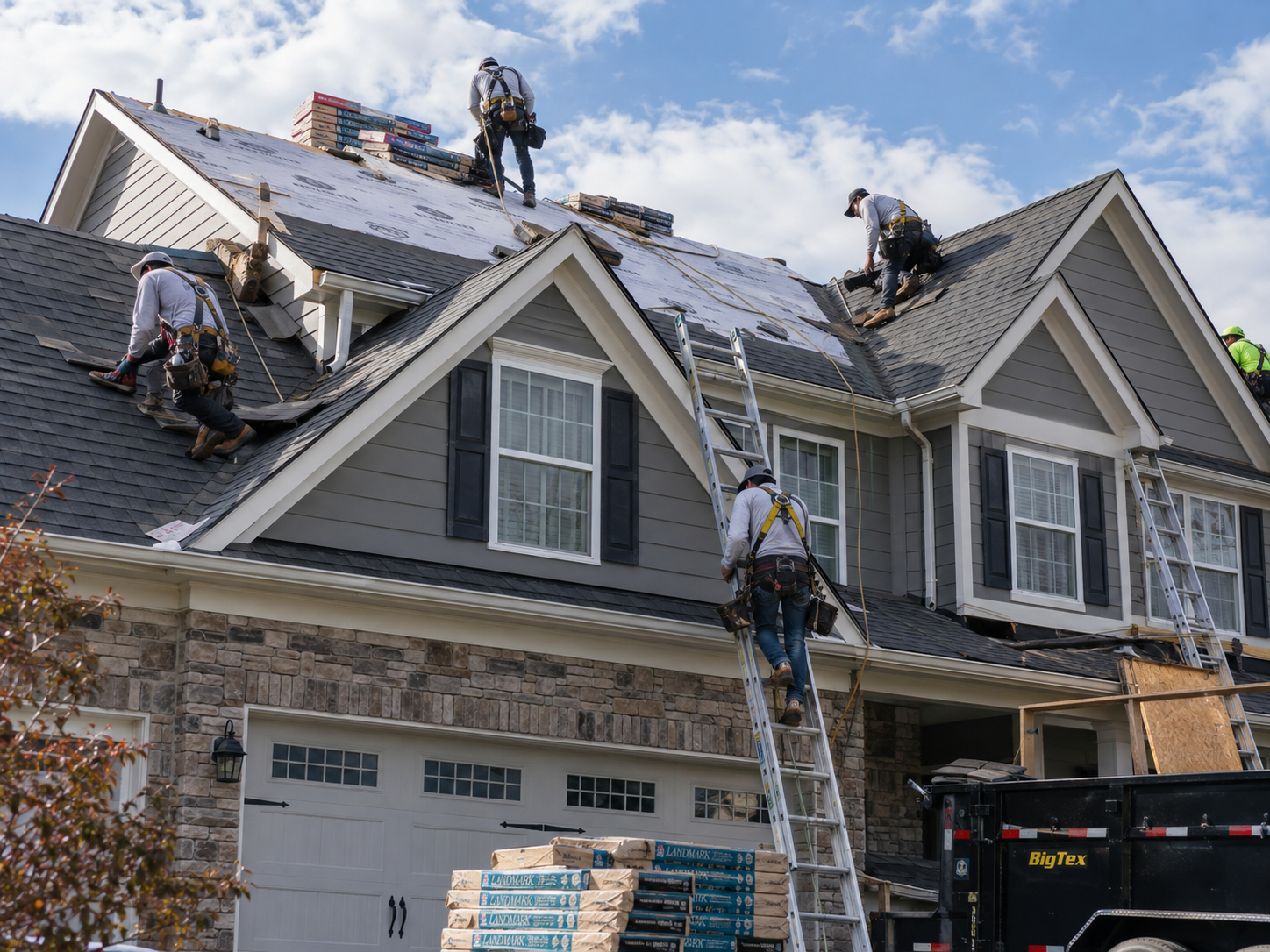 Roof replacement on a home