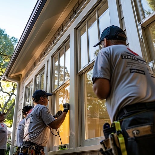 Installers setting a new replacement window